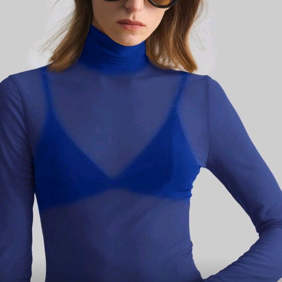 Women's Blue Turtleneck Top - Picture 4 of 6